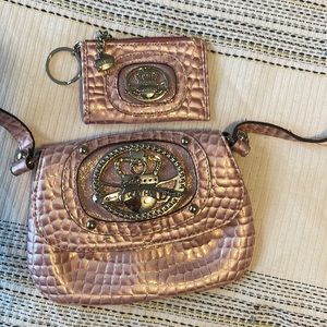 Kathy Van Zeeland small pink purse with matching wallet